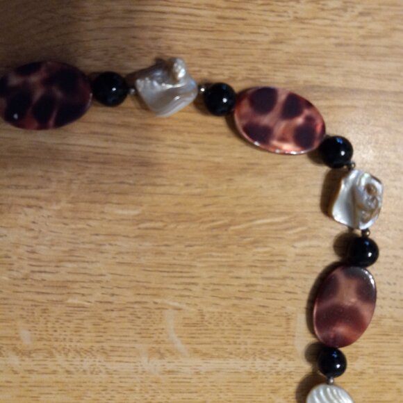 VINTAGE Sign Donna Dressler 925 Sterling Silver , MOP , Blk ONYX & Mr NECKLACE - Picture 2 of 7